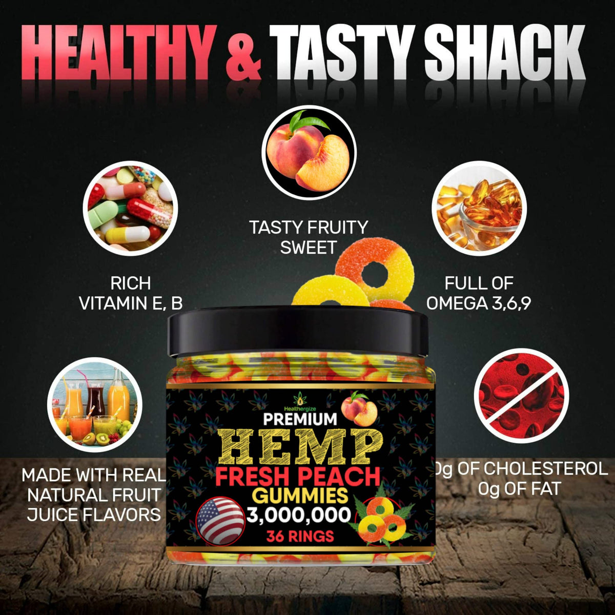 Hemp Gummies Peach Rings L9057