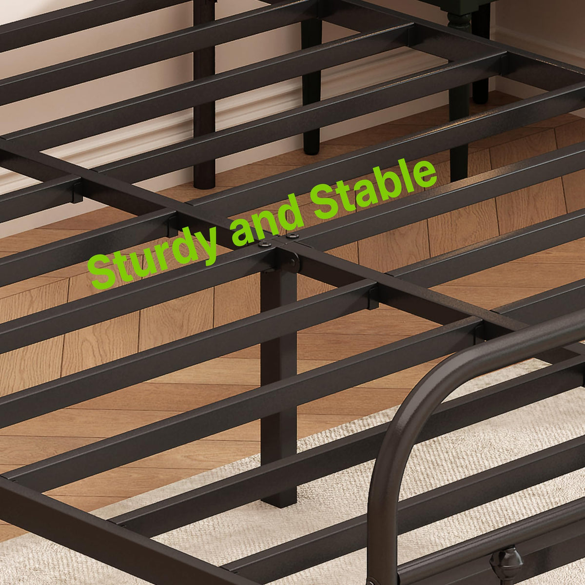 Queen Size Black Metal Bed Frame O55669