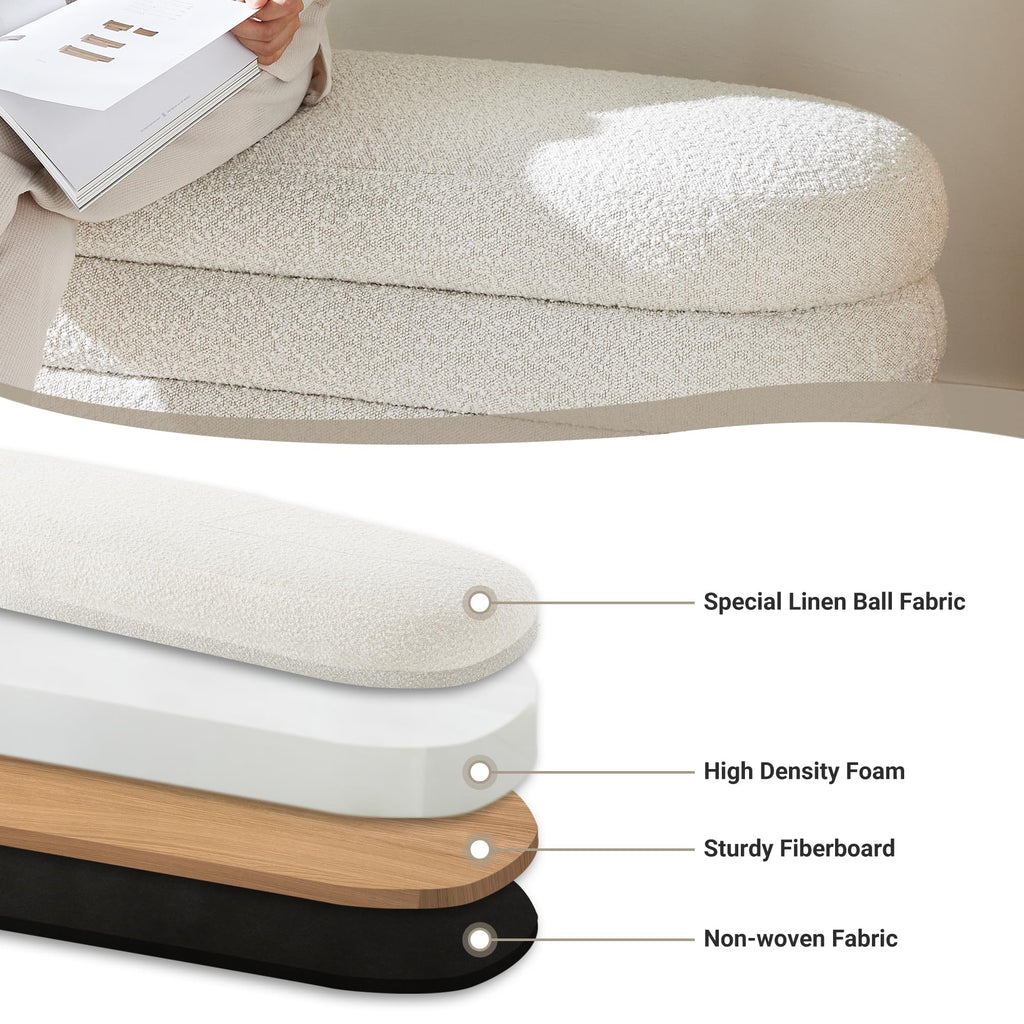 49.2 Inch Ivory Upholstered Storage Ottoman Bench P844251