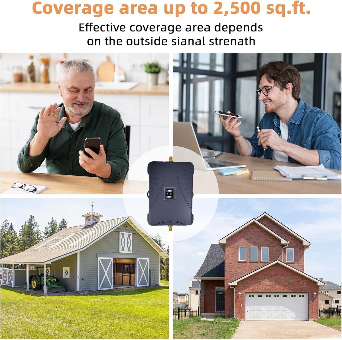 Cell Phone Signal Booster for Home Up to 2,500 sq ft Band 5/12/13/17 W7128