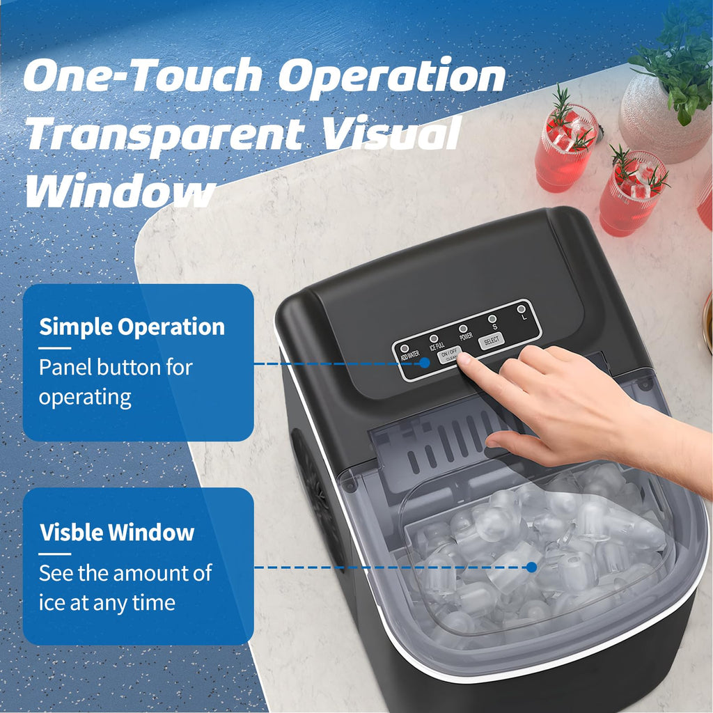 Countertop Ice Maker Machine with Scoop & Basket 26Lbs/24H P18602