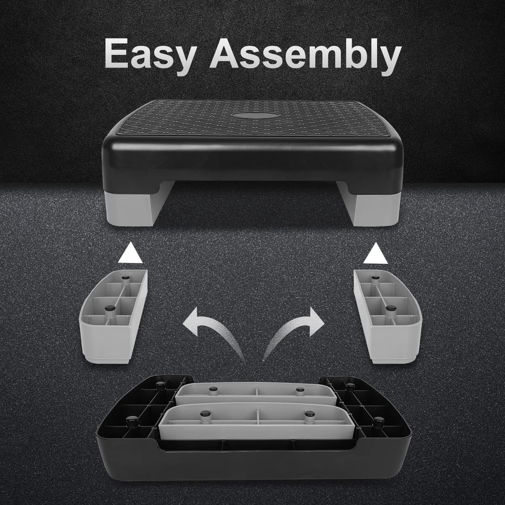 Adjustable 4"-6" Step Aerobics Platform with 2 Riser Q7457