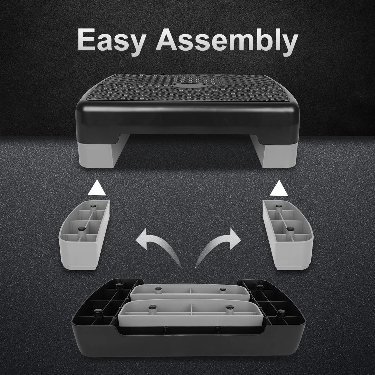 Adjustable 4"-6" Step Aerobics Platform with 2 Riser Q7457
