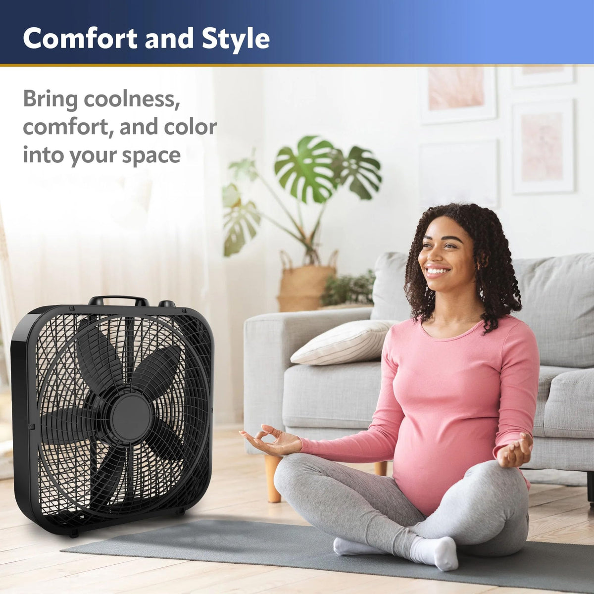 20" Classic Box Fan, 3 Speeds, Black D925
