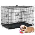 36 Inch Double-Door Metal Dog Crate with Tray and Divider S9839