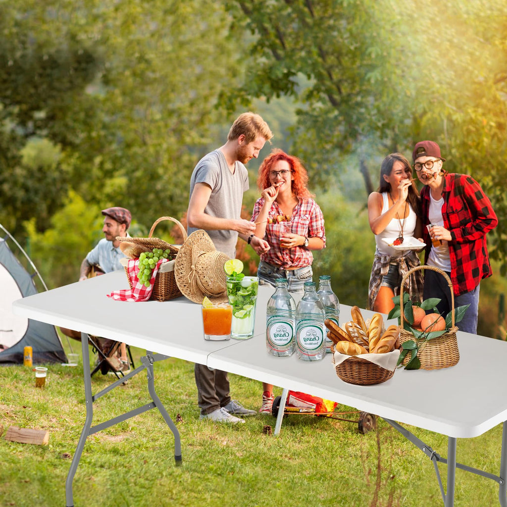 White Portable Folding Table with Carrying Handle S2796