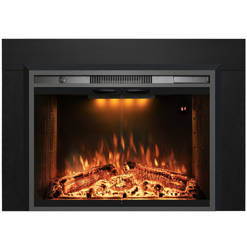 Black Electric Fireplace Insert with Metal Trim Kit, 45" W x 32" H U168972