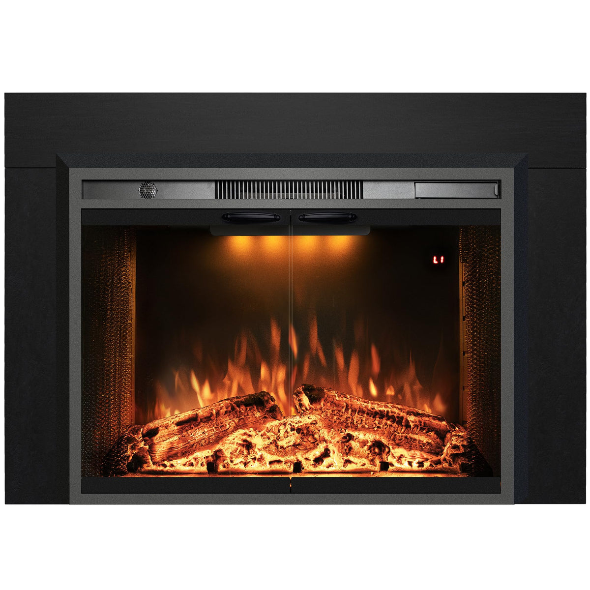 Black Electric Fireplace Insert with Metal Trim Kit, 45" W x 32" H U168972