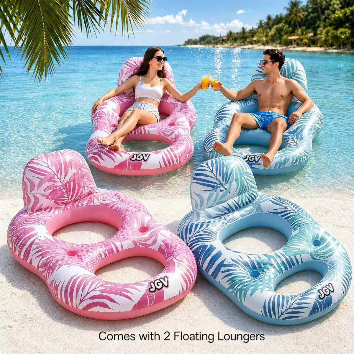 Inflatable Pool Float Chair with Drink Holder F632403