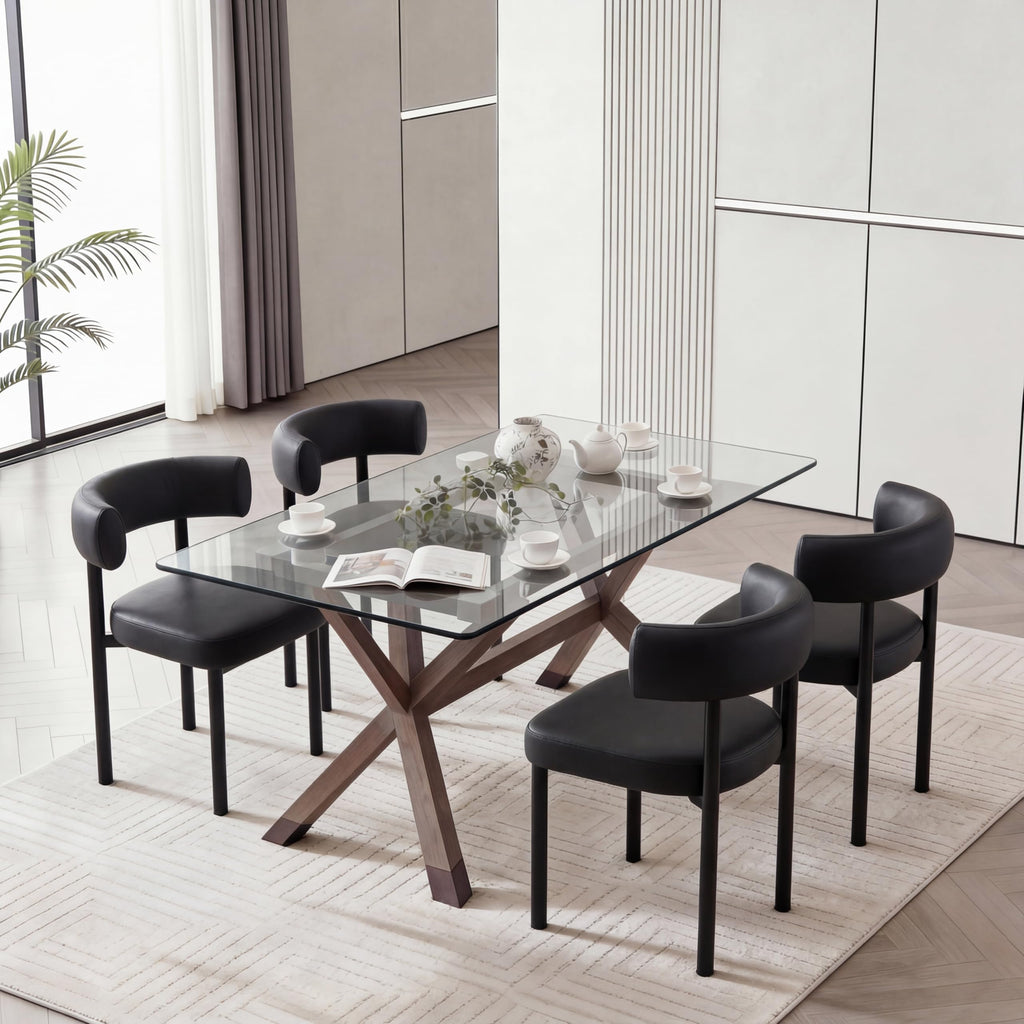 Black Faux Leather Dining Chairs Set of 4 I86143