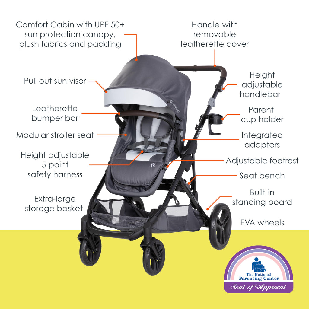 Single to Double Modular Stroller Travel System with Infant Car Seat M64561