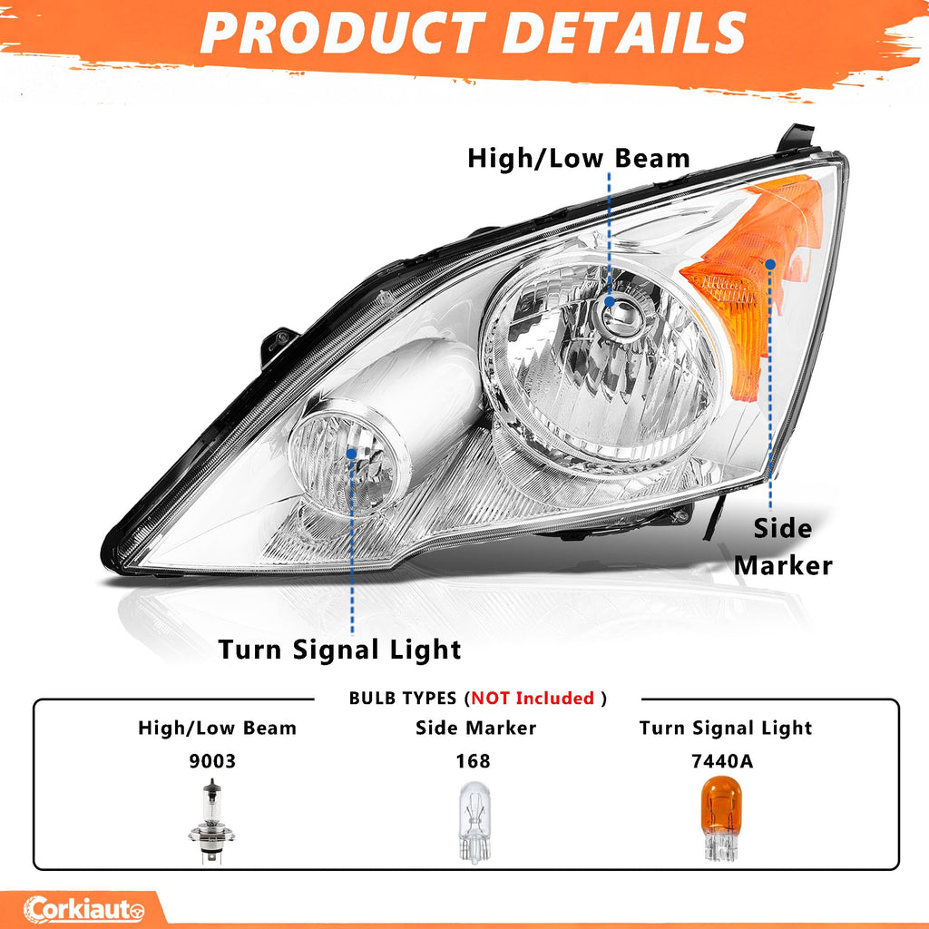 Halogen Headlight Assembly Pair Chrome Housing Clear Lens M2966