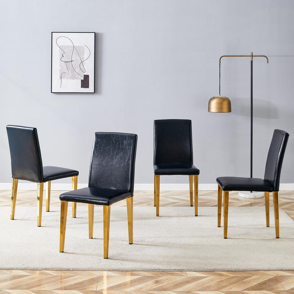 Black Gold Upholstered Dining Chairs Set of 4 H8876