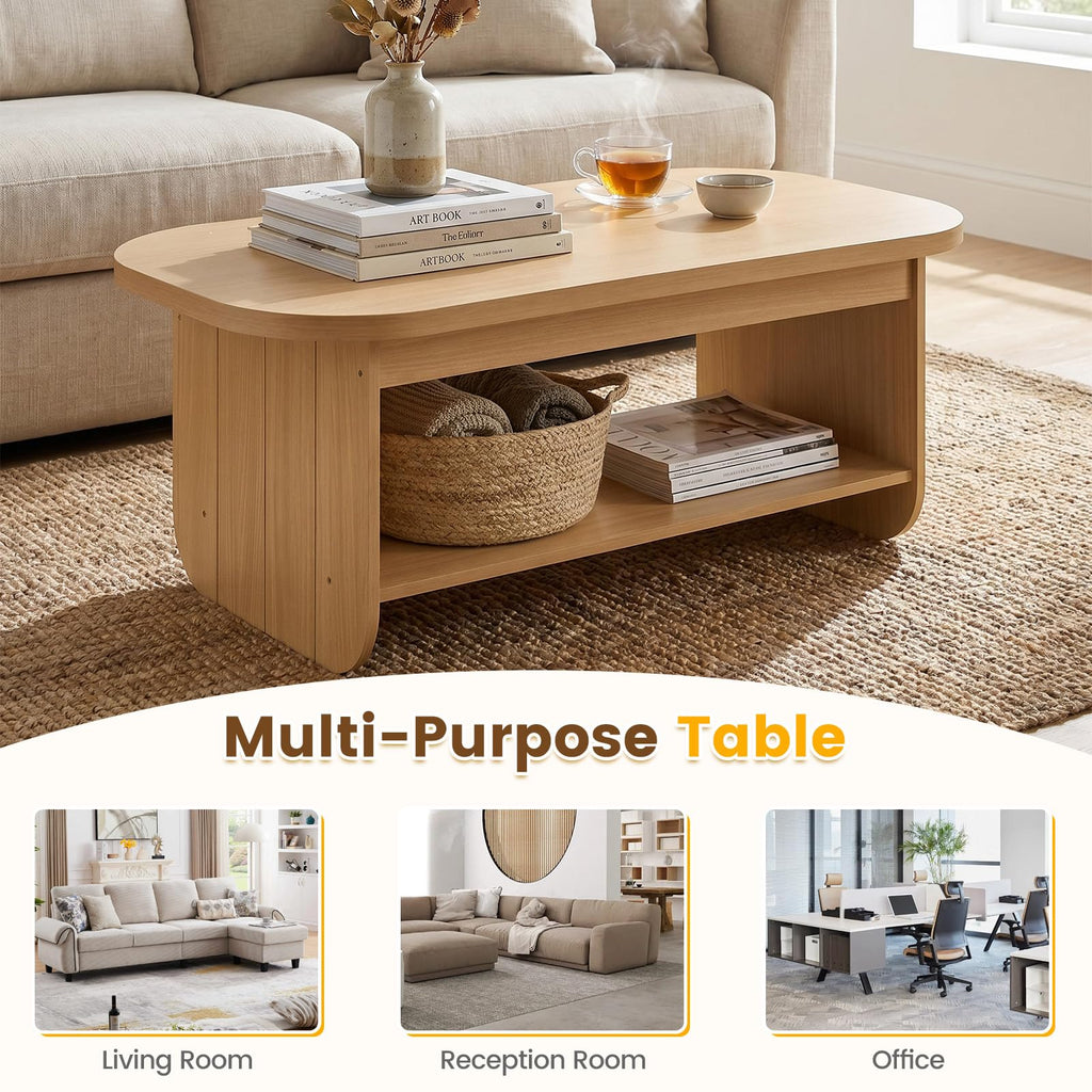 2-Tier Oval Coffee Table with Storage Shelf X83462