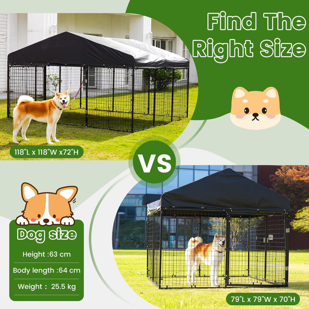 Large Outdoor Dog Enclosure with Roof V7913