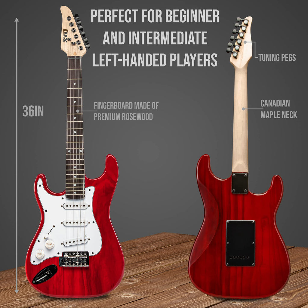 Left Hand 36 Inch 3/4 Size Electric Guitar Kit Red M13853