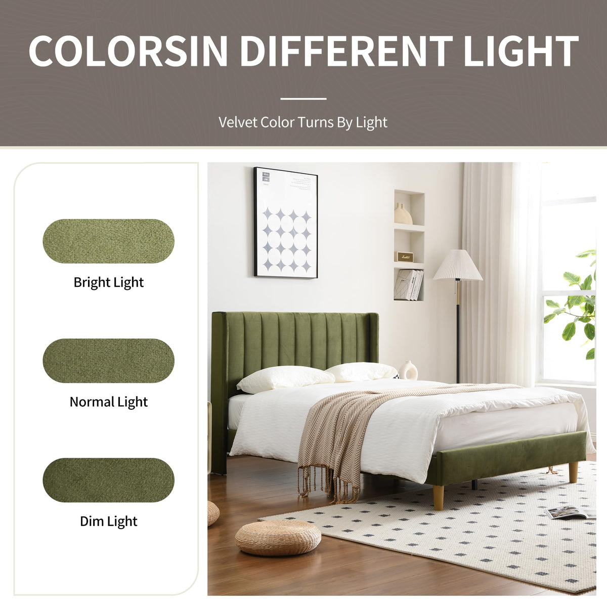 Queen Bed Frame with Upholstered Headboard C38557