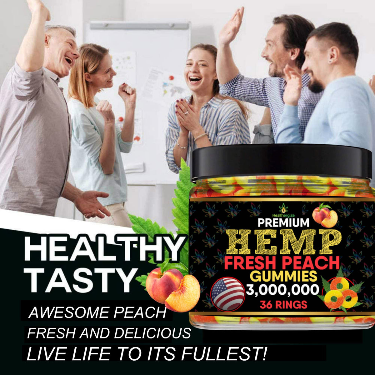 Hemp Gummies Peach Rings L9057