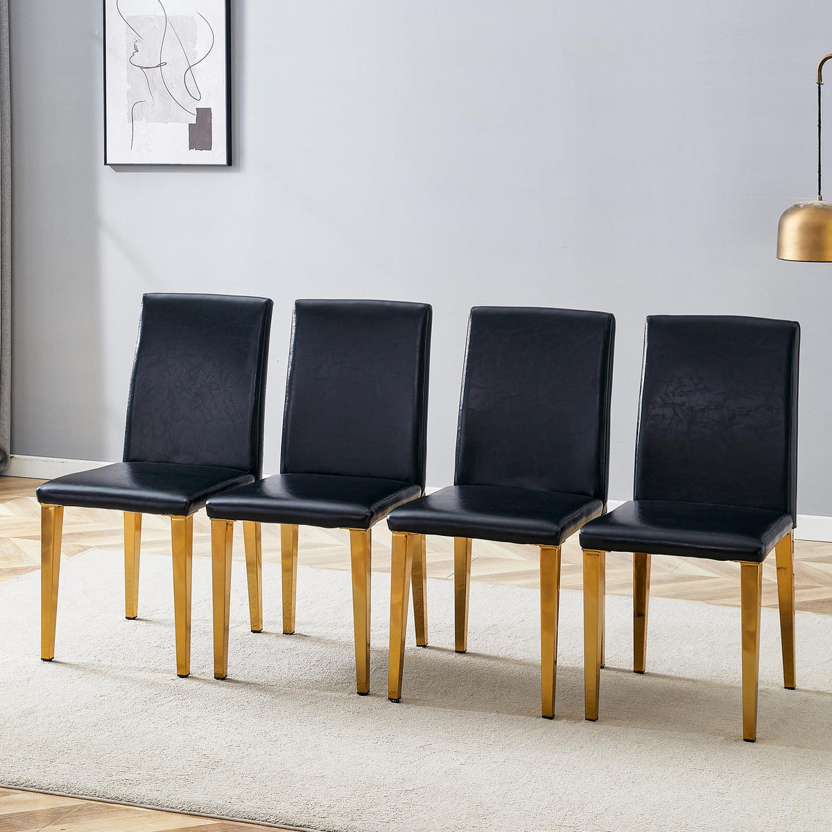 Black Gold Upholstered Dining Chairs Set of 4 H8876
