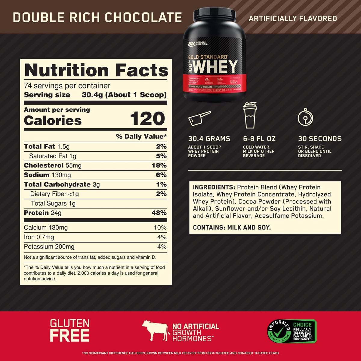 Double Rich Chocolate Whey Protein Powder with Unflavored Creatine Monohydrate R27046