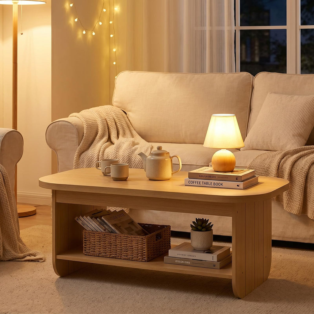 2-Tier Oval Coffee Table with Storage Shelf X83462