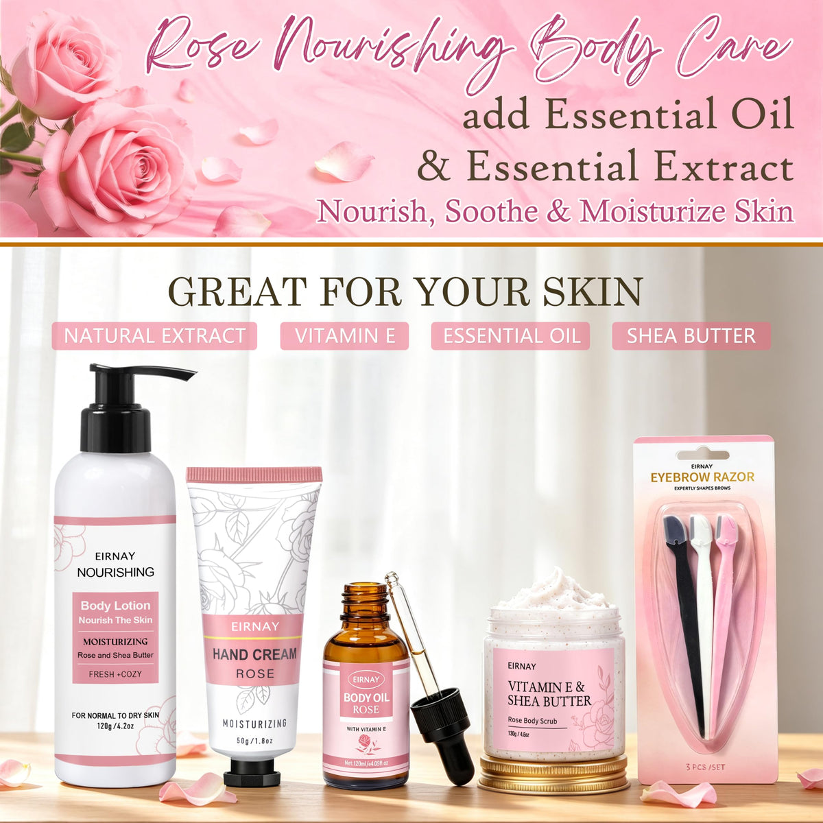 23pcs Rose Spa Gift Baskets P9408