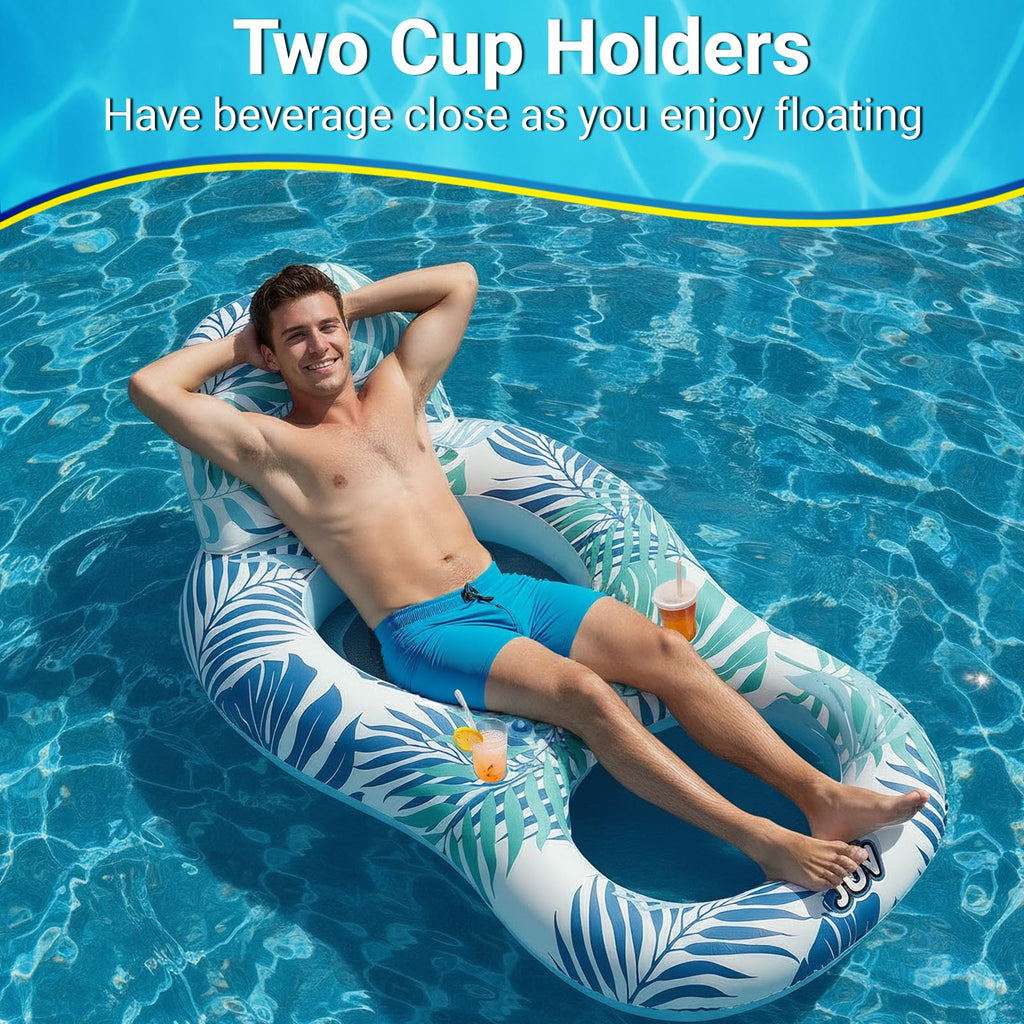 Inflatable Pool Float Chair with Drink Holder F632403