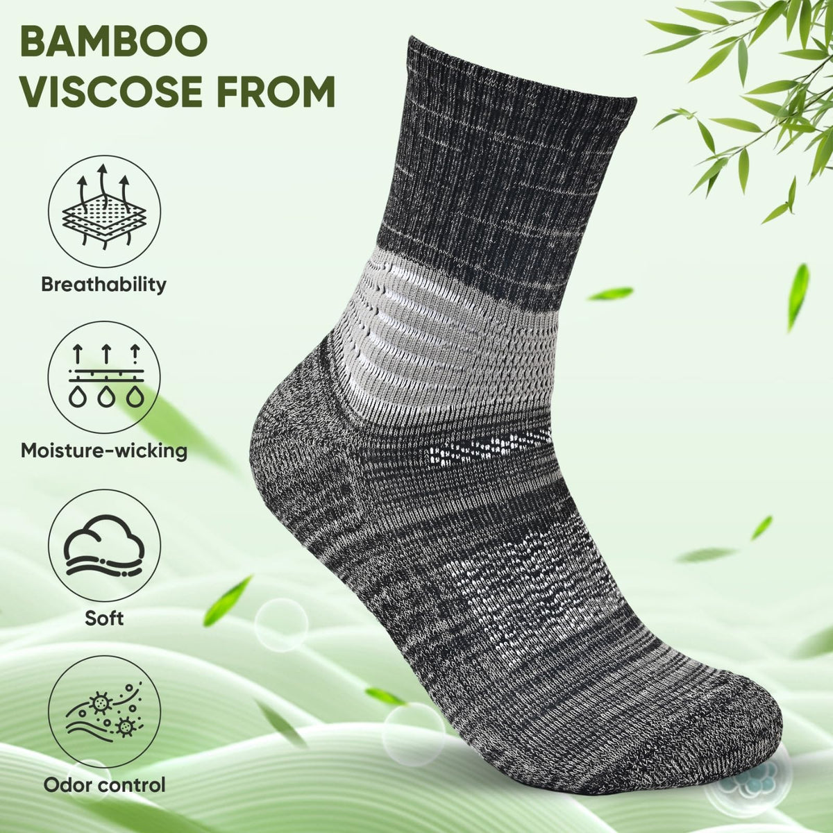 Compression Ankle Support Crew Socks 3 Pairs R53669