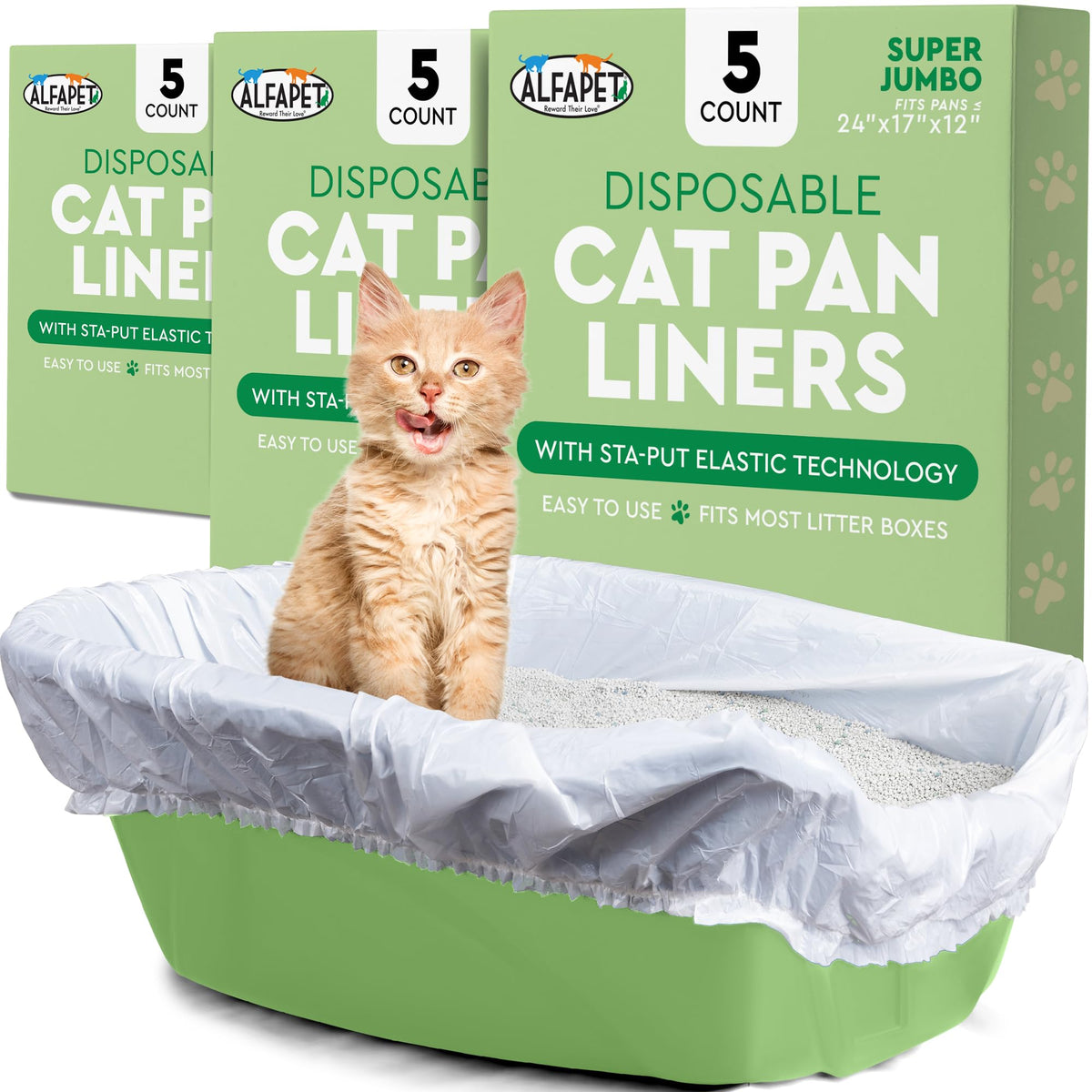 Super Jumbo 15Count Tear-Resistant Waterproof Cat Litter Box Liners E813
