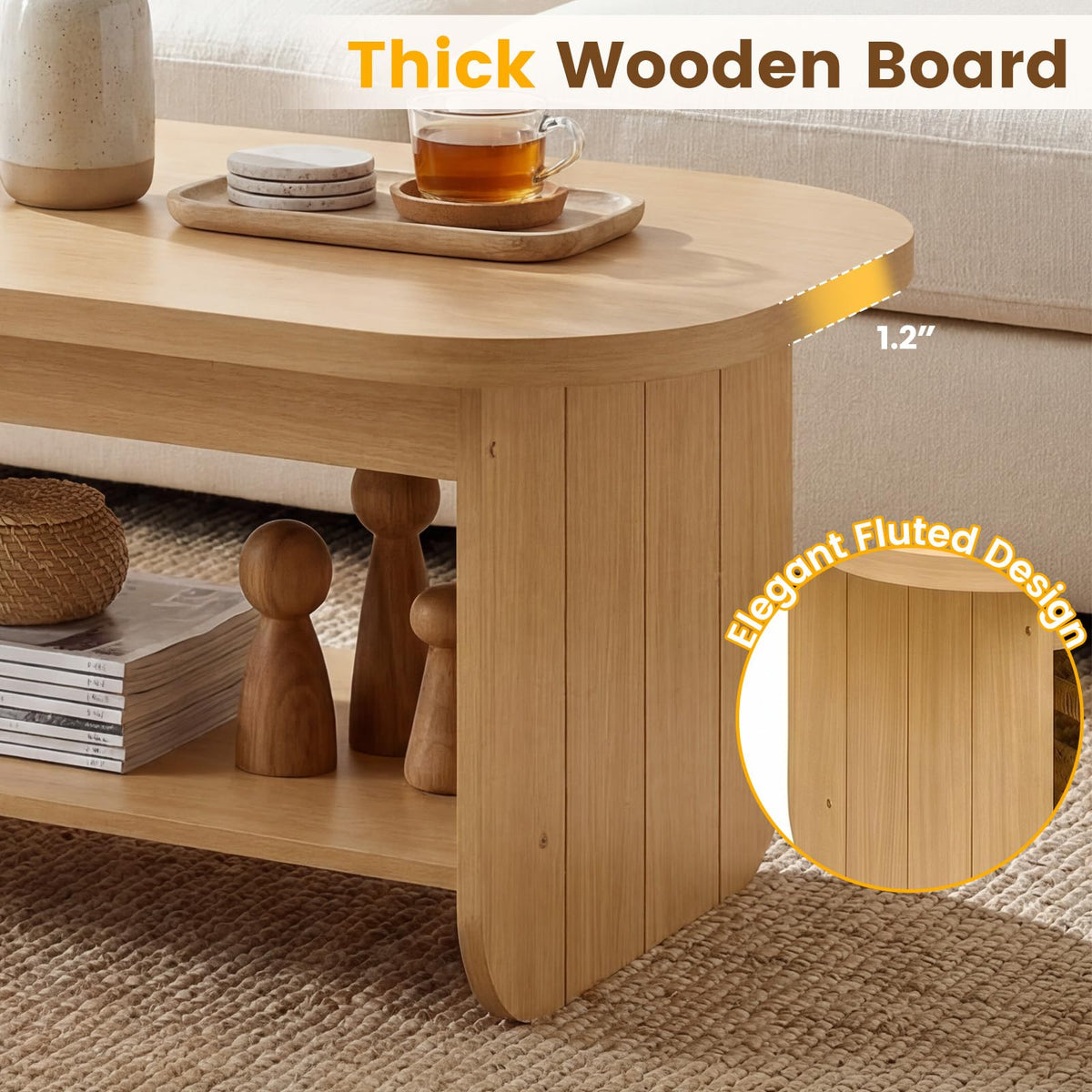 2-Tier Oval Coffee Table with Storage Shelf X83462
