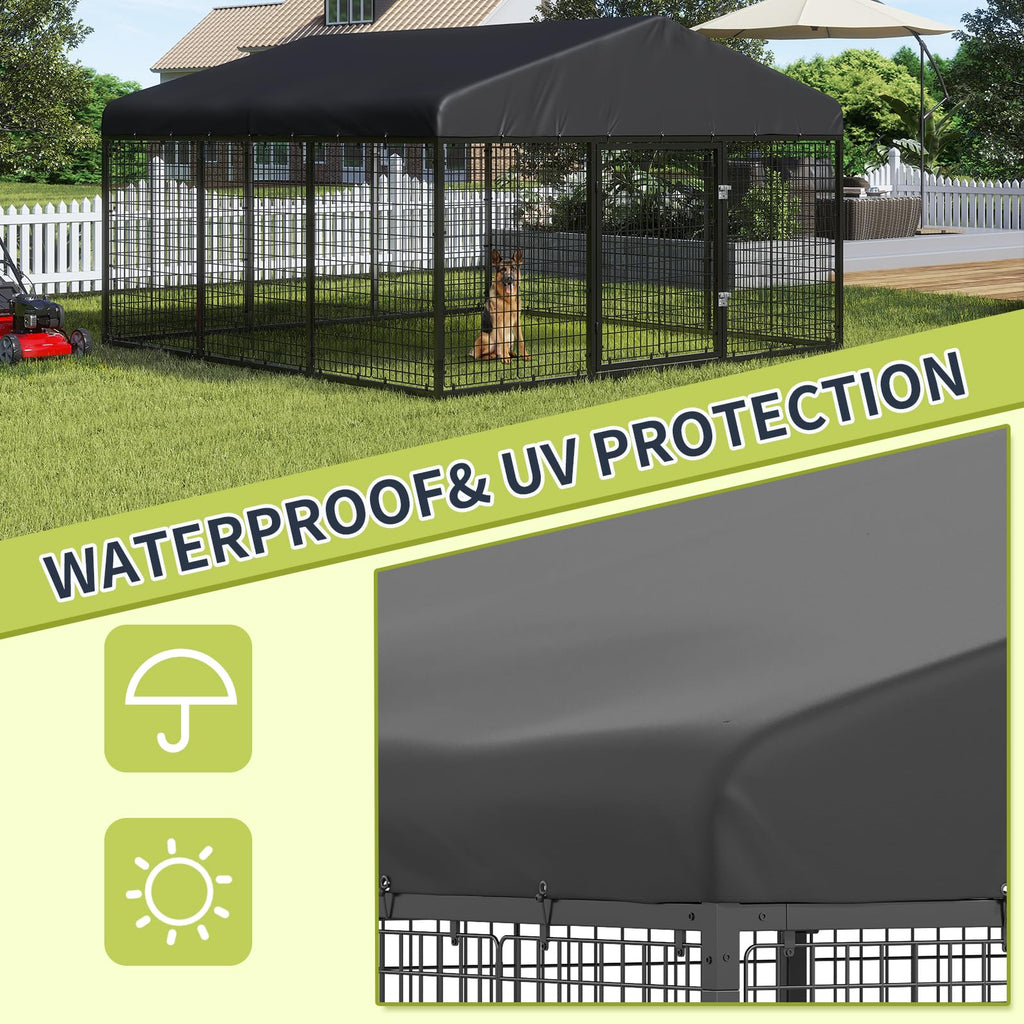 Large Outdoor Dog Enclosure with Roof V7913