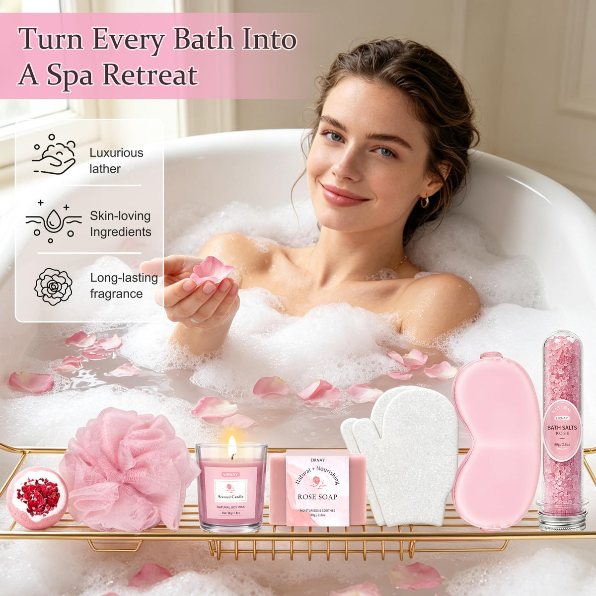 23pcs Rose Spa Gift Baskets P9408