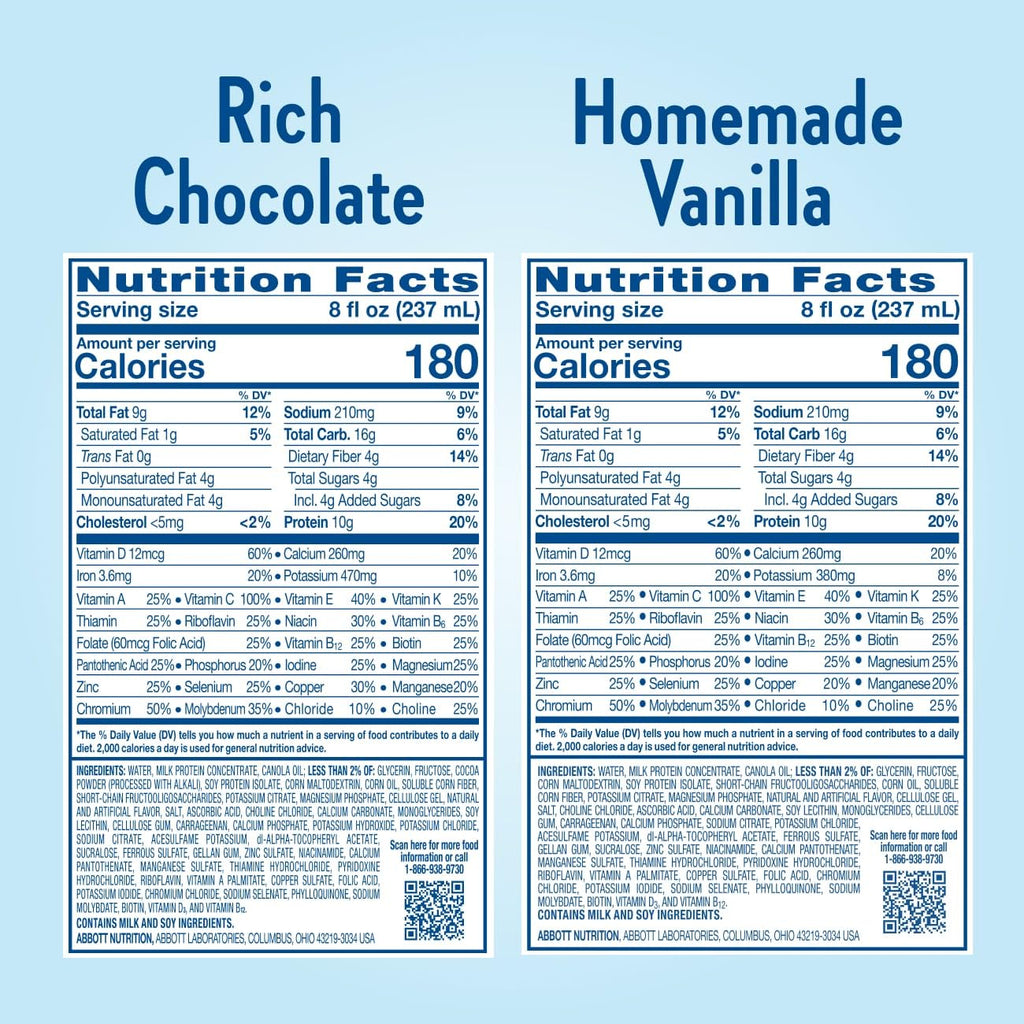 Rich Chocolate & Homemade Vanilla Diabetes Care Shake, 10g Protein, 8-fl-oz Bottle, 24 Pack V577