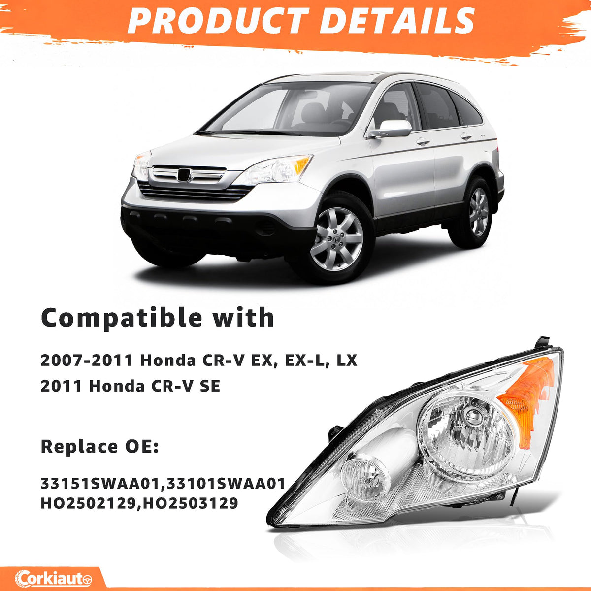 Halogen Headlight Assembly Pair Chrome Housing Clear Lens M2966