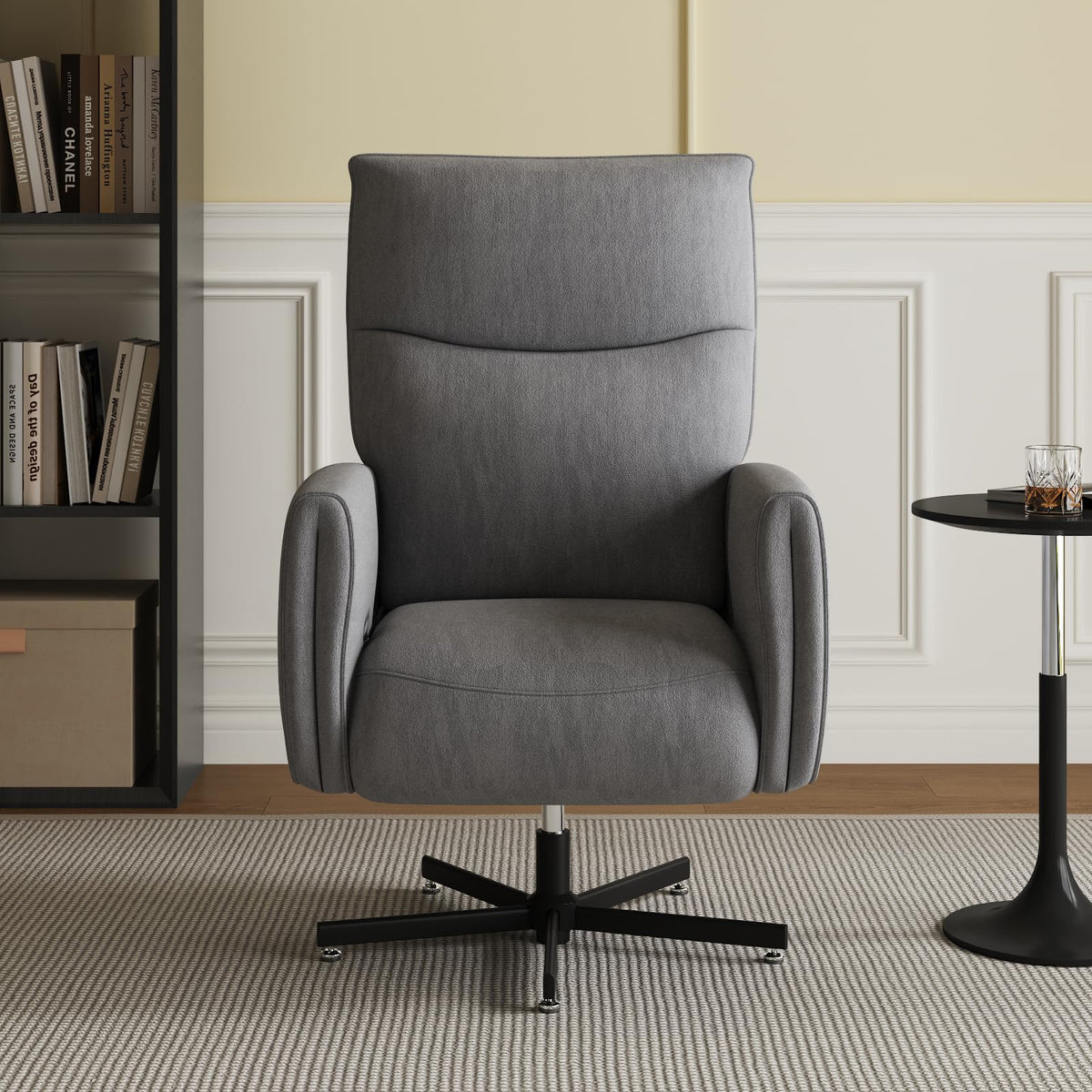 Grey Velvet Swivel Rocker Recliner Chair with USB & Type-C Charging L443954