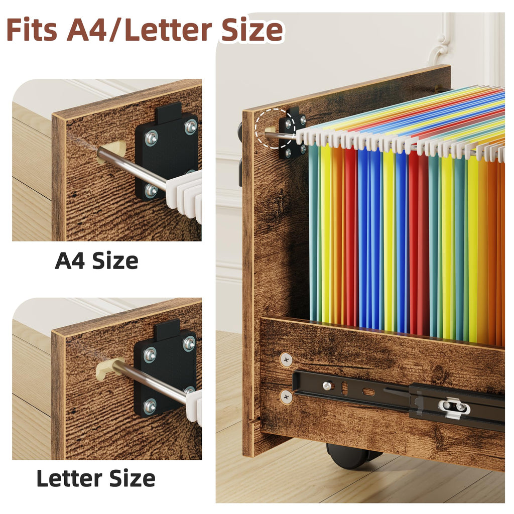 2 Wood Drawer Lockable File Cabinet with Extended Desktop L582
