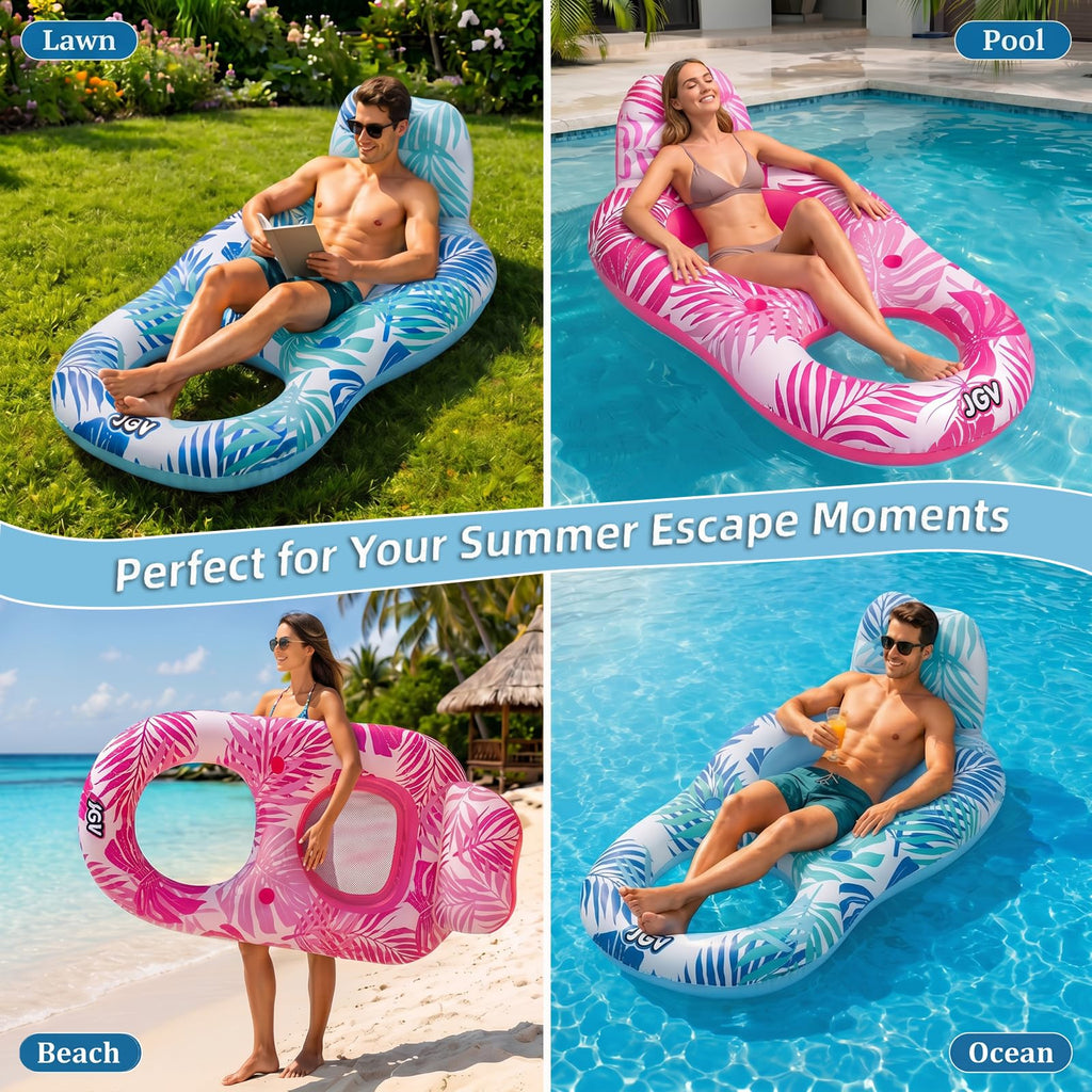 Inflatable Pool Float Chair with Drink Holder F632403