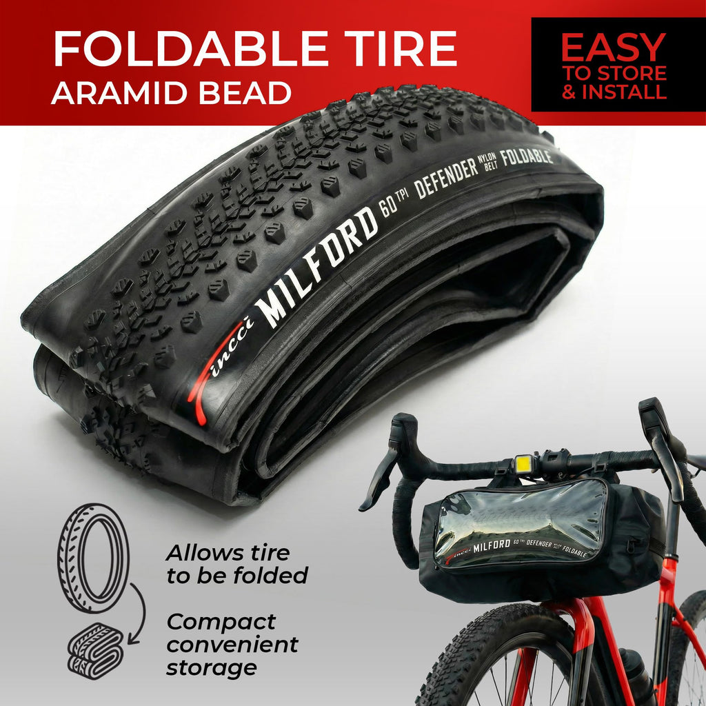 700x40c Gravel Bike Tire & Tubes Schrader Foldable 28" L839806