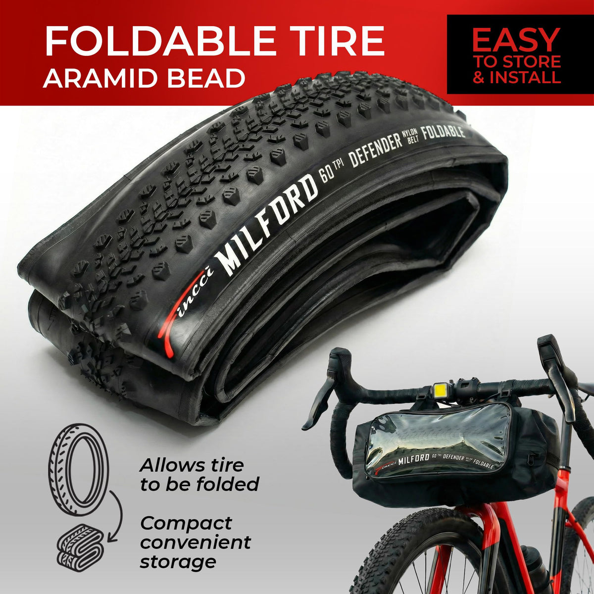 700x40c Gravel Bike Tire & Tubes Schrader Foldable 28" L839806