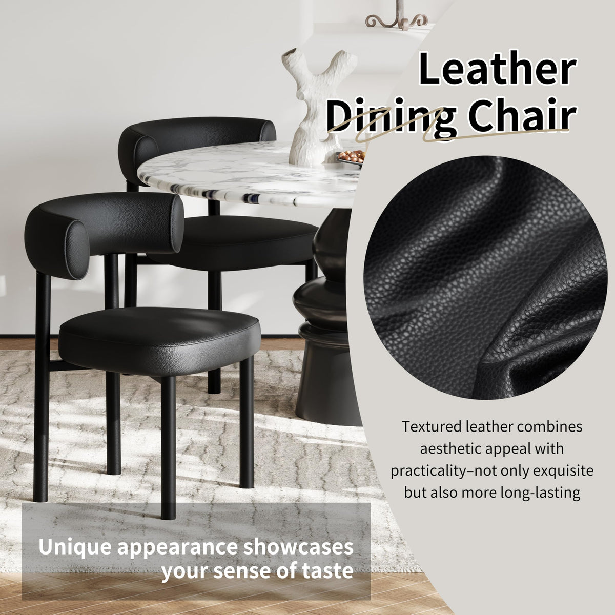 Black Faux Leather Dining Chairs Set of 4 I86143
