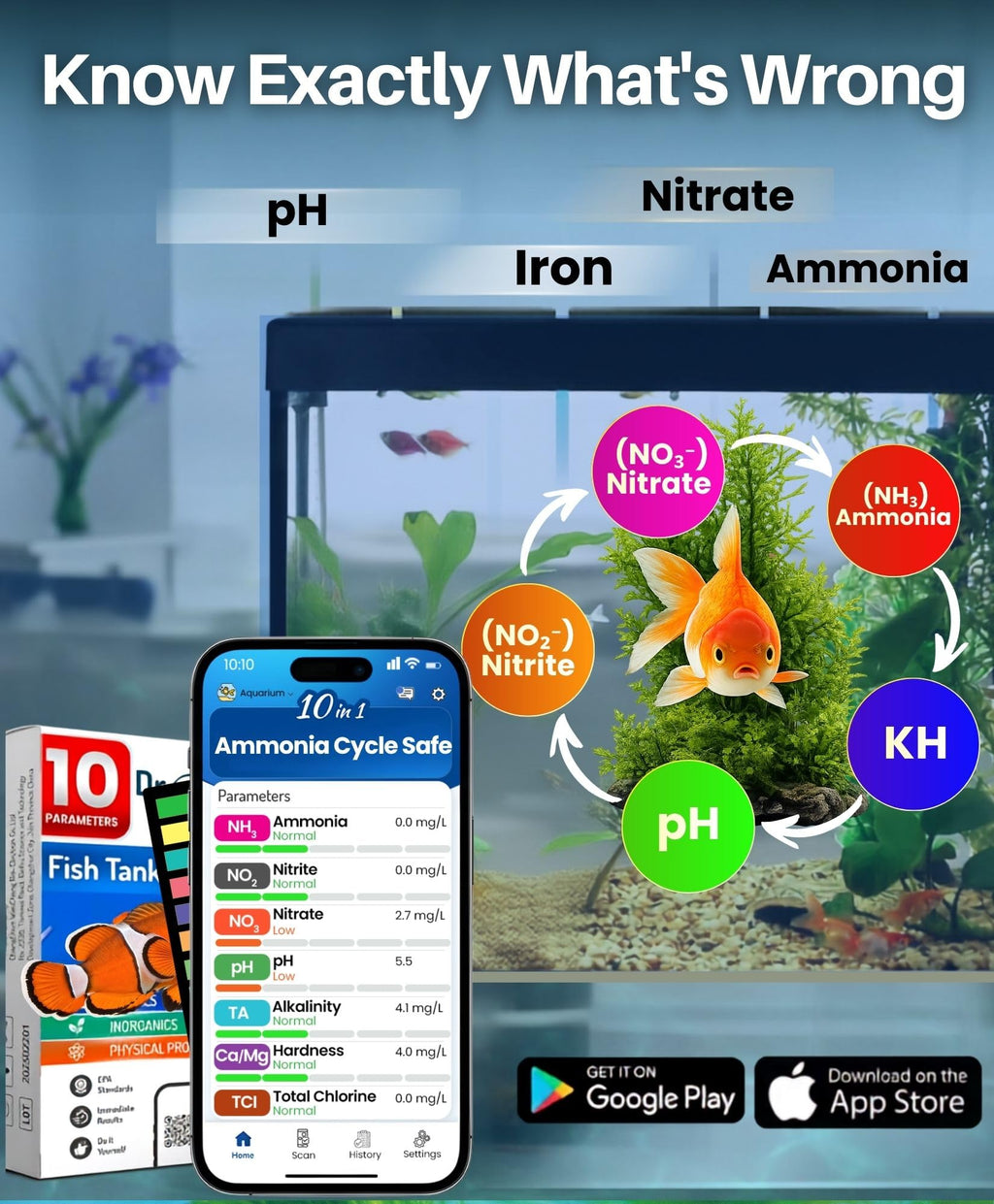 App-Enabled 10-in-1 Aquarium Water Test Kit C1187