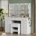 47" White Makeup Vanity with 13 Drawers and HD Mirror S306778