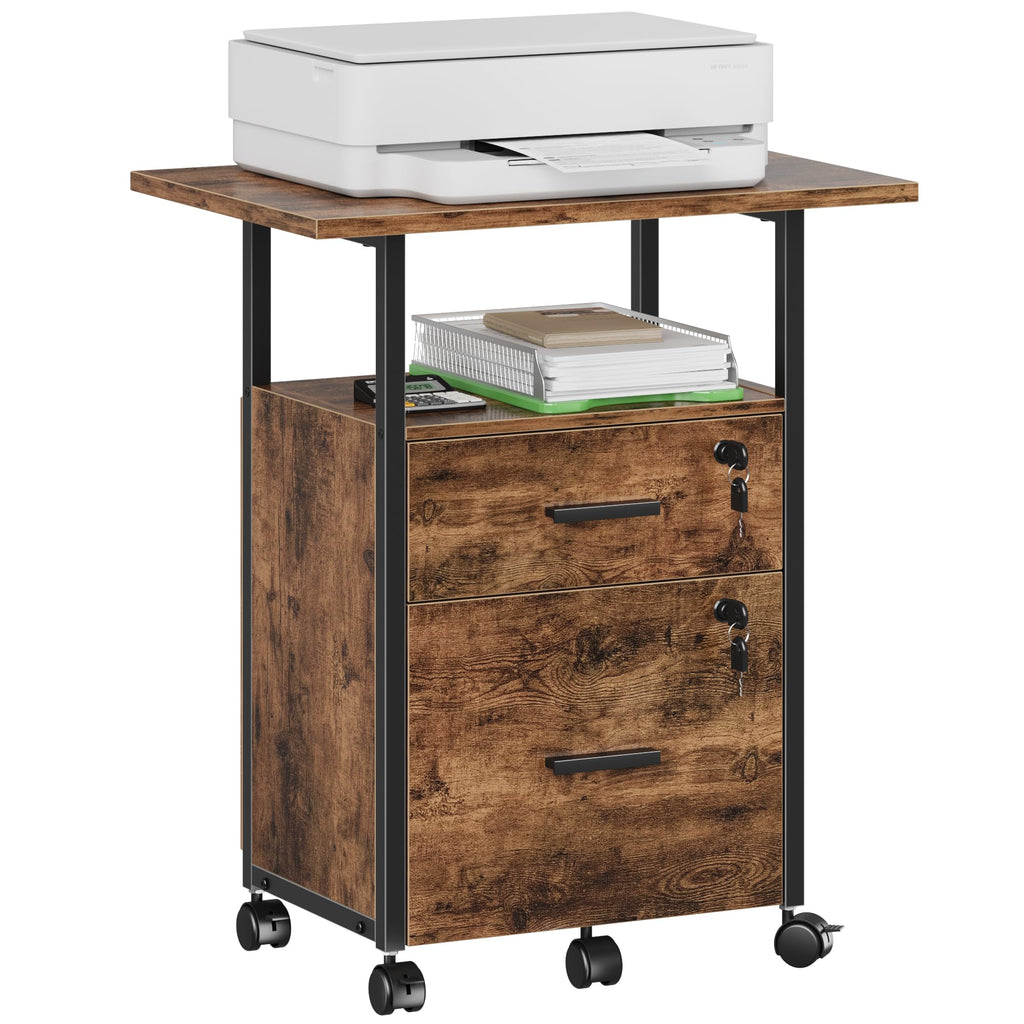 2 Wood Drawer Lockable File Cabinet with Extended Desktop L582