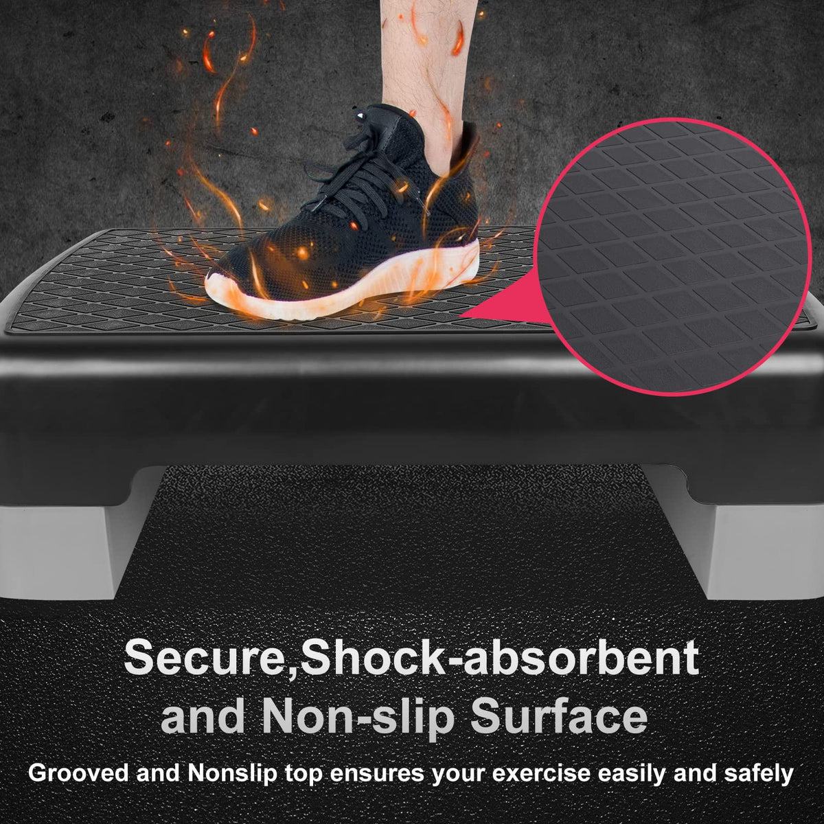 Adjustable 4"-6" Step Aerobics Platform with 2 Riser Q7457