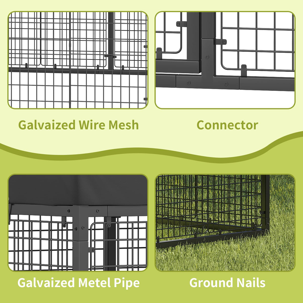 Large Outdoor Dog Enclosure with Roof V7913
