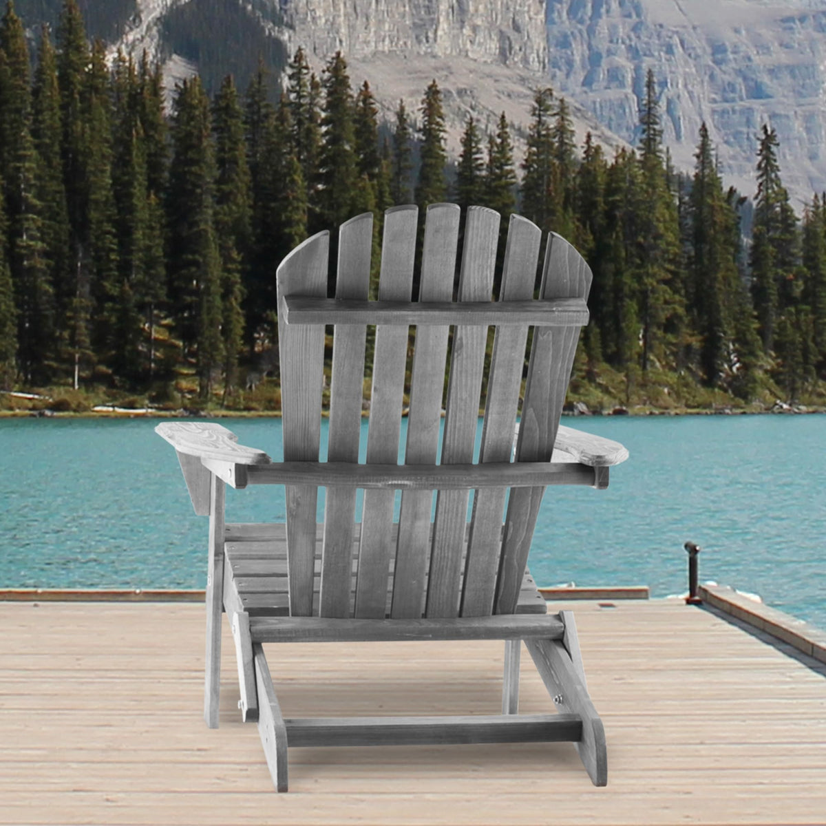 Wood Folding Adirondack Chair Set of 2 Solid Cedar A962129