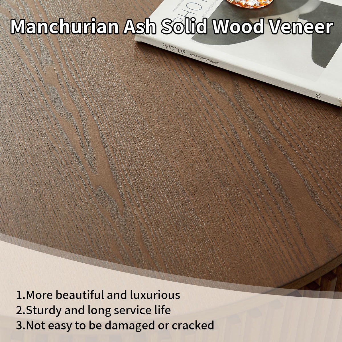 Walnut Round Fluted Coffee Table with Storage F767451