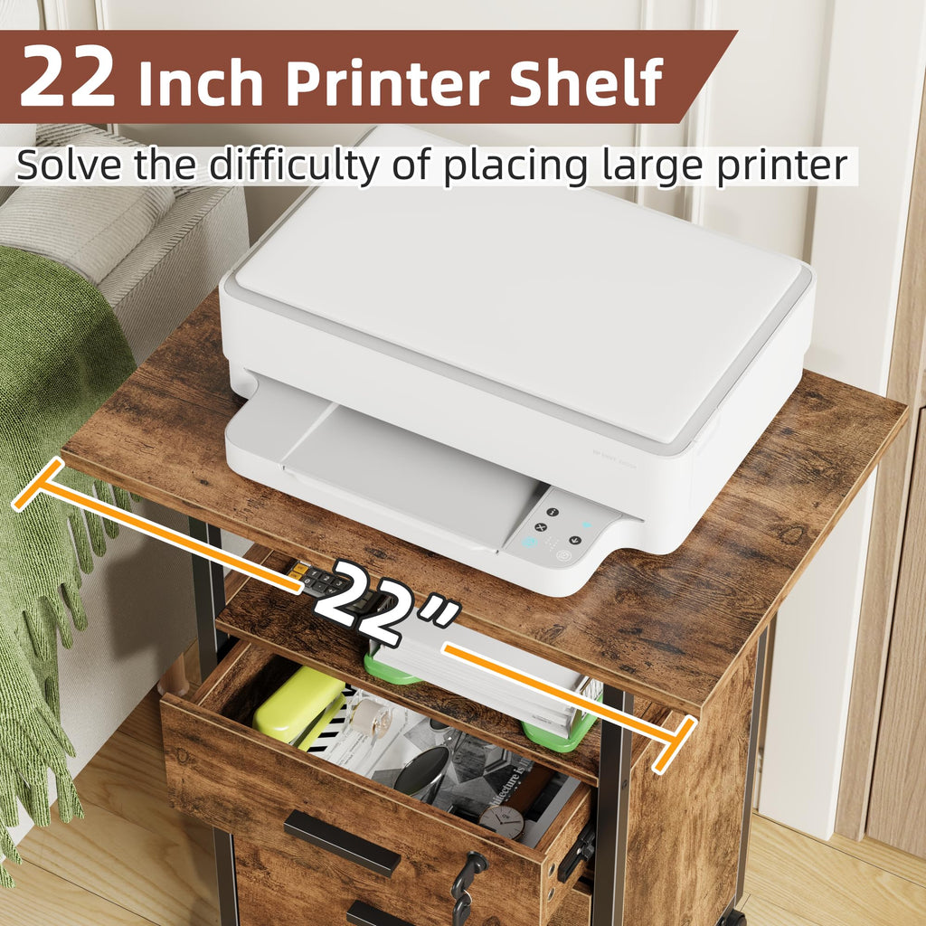 2 Wood Drawer Lockable File Cabinet with Extended Desktop L582