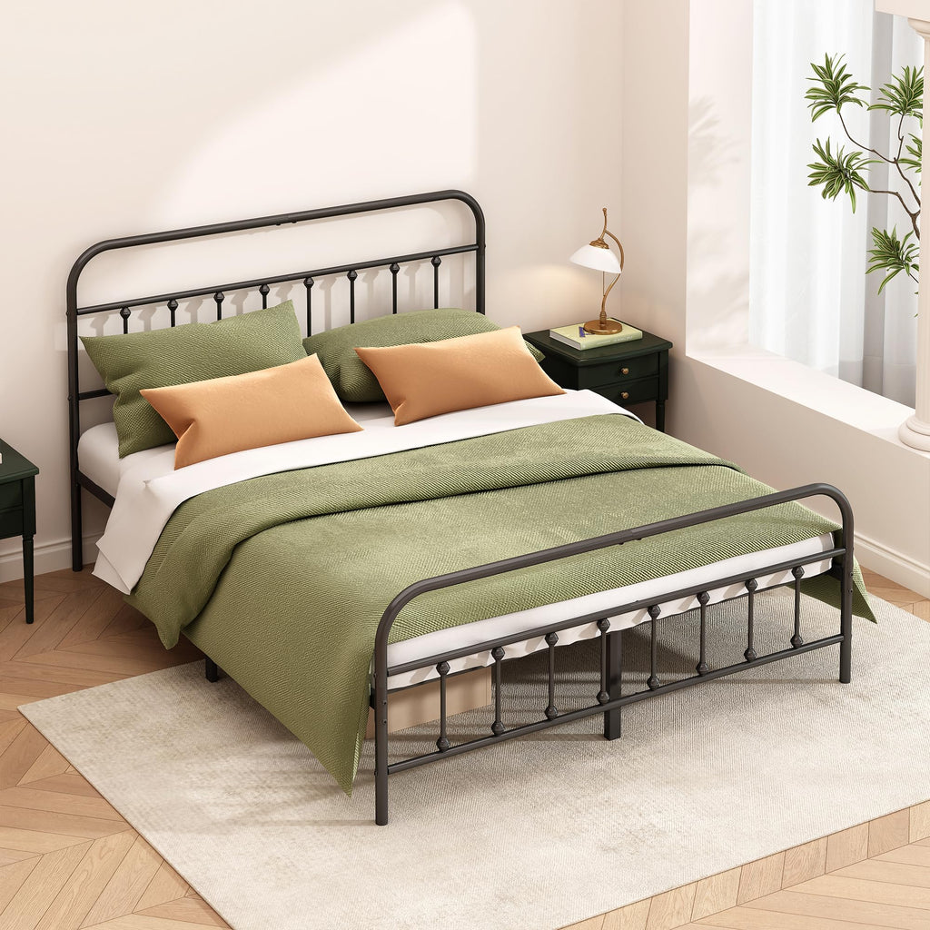 Queen Size Black Metal Bed Frame O55669