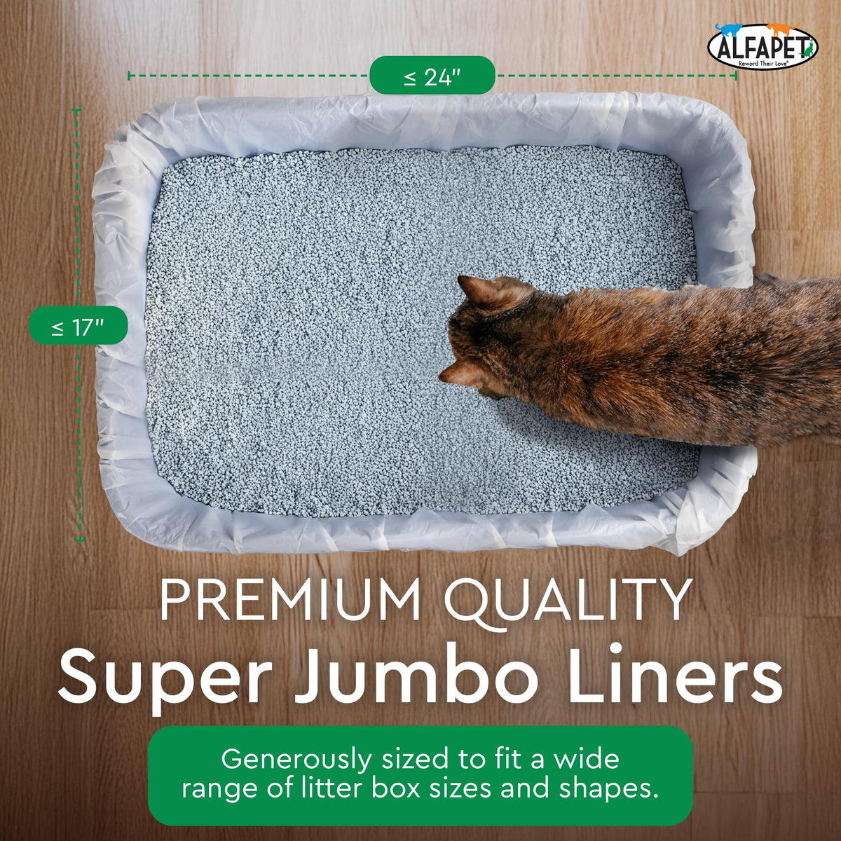 Super Jumbo 15Count Tear-Resistant Waterproof Cat Litter Box Liners E813